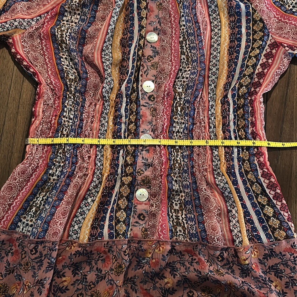 Anthropologie Fig and Flower Sheer Layered Print Over Dress - Picture 7 of 10